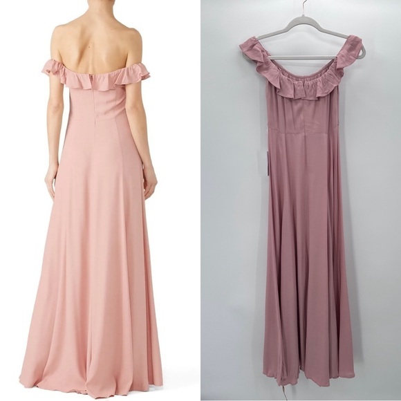 Reformation Blush Crepe Verbena Maxi Gown Dress Size 2P 2 Petite NEW - Picture 6 of 6